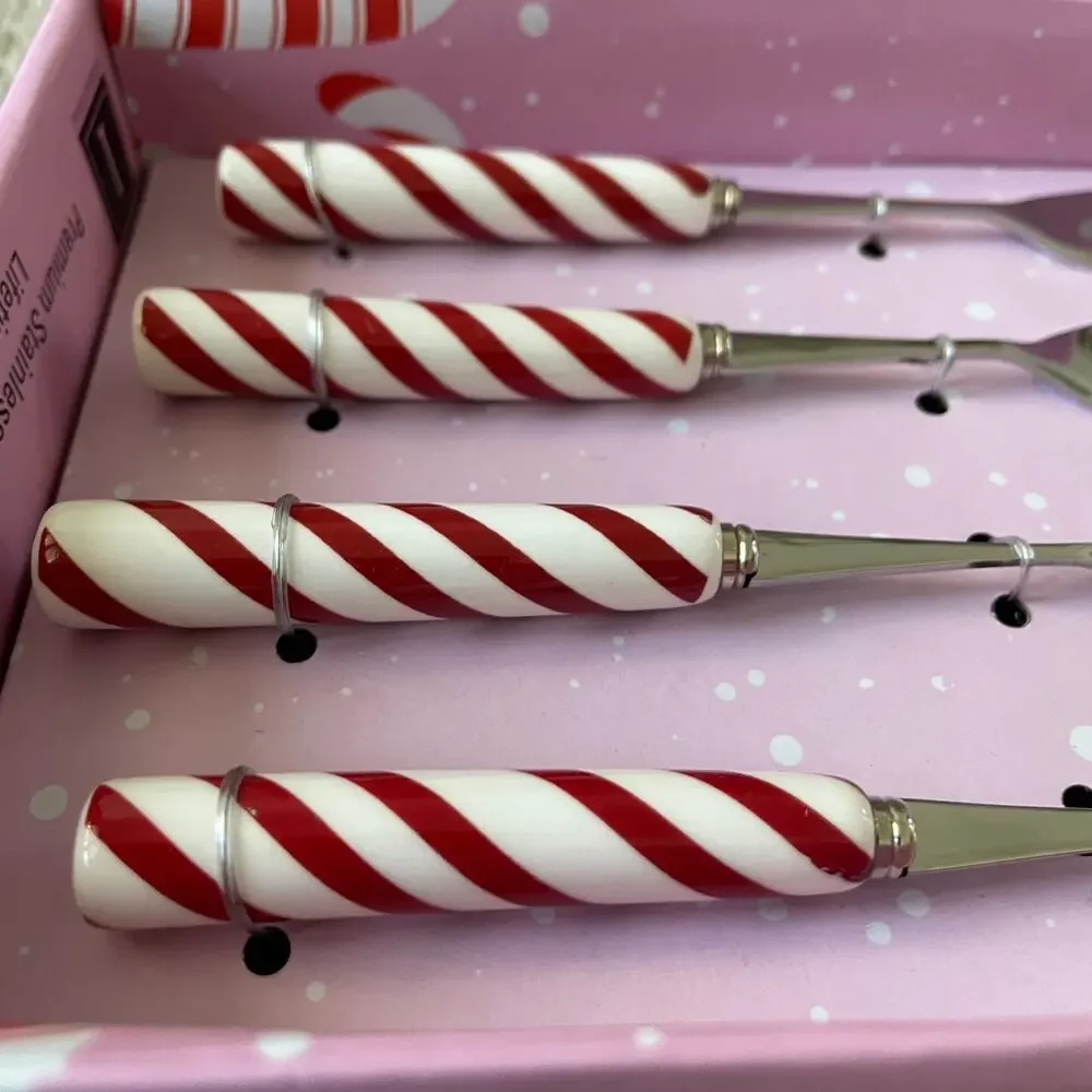 Christmas Candy Cane Peppermint Appetizer Forks Set of 4